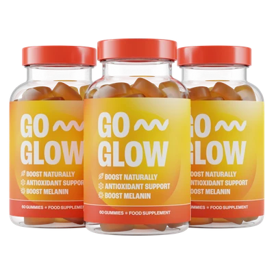 Drei Flaschen GoGlow-Gummis